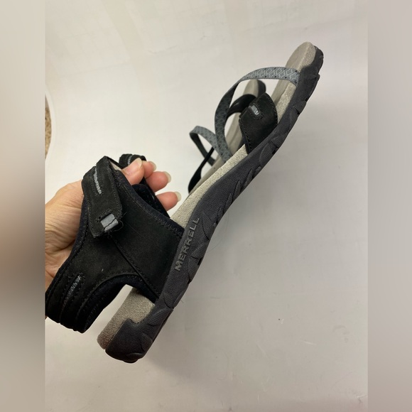 Merrell Terran Cross II Sport Sandals Women's Size 11 Black Gray Leather - Picture 3 of 9